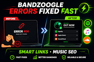 fix bandzoogle errors setup smart links and music SEO