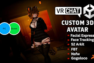 create custom vrchat avatar, vr character with toggles, physbones, pc, quest