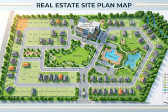 create a custom illustrated map for business, tourism and real estate