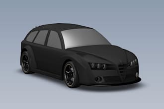 design a custom 3d car body kit, wide body kit, bumper and fender