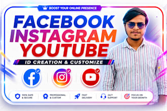 create and professionally setup social media accounts