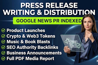 write press release and do google news pr distribution on top authority sites