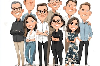make a group cartoon caricature for a corporate or business