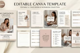 design editable canva ebook, workbook, guide and PDF templates