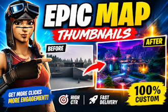design high ctr fortnite map thumbnail uefn creative thumbnail 3d map, youtube