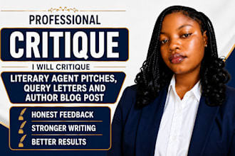 critique literary agent pitches, query letters and author blog posts