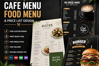 design modern cafe menu, food menu and price list