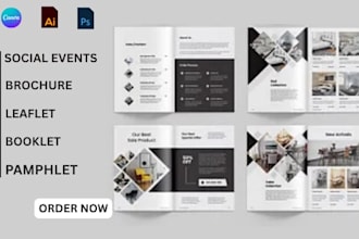 design elegant social events business corporate brochure, leaflet, booklet