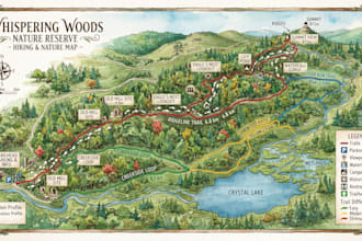 design custom hiking trail map, nature trail map, trekking map, outdoor map