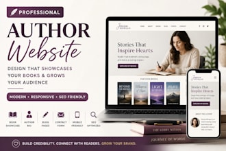 design a professional author website book author website and ebook website