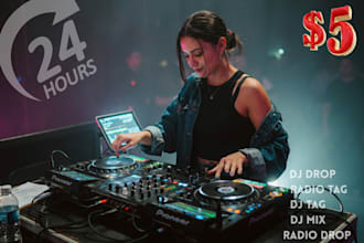 in 24hrs, produce dj drops, dj mix, dj tag, dj visuals, dj night club