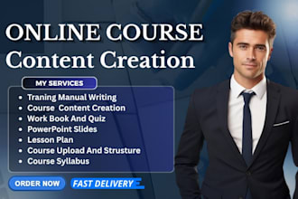 do online course content and elearning course workbook, ppt slides video course