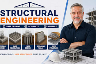 design footing, raft foundation, piles, retaining walls and roof structures