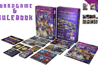 design custom board game cards, characters, and rulebook