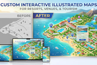 create a custom interactive map for resort, tourism, event, hotel map airbnb map