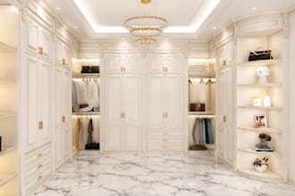 design 2d and 3d render walk in closets, wardrobes and custom cabinet