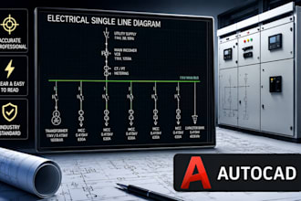 design electrical single line diagram, sld, one line diagram in autocad