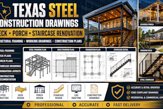 design texas steel construction drawing deck and porch plan staircase renovation
