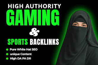 build high da gaming and sports niche backlinks