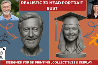 sculpt realistic 3d head model photo to bust portrait likeness stl 3d printing