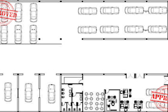 gas station, convenience store  auto repair shop floor plan layout design