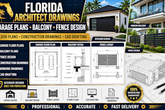 deliver florida architect drawings garage pack layout balcony plan fence design