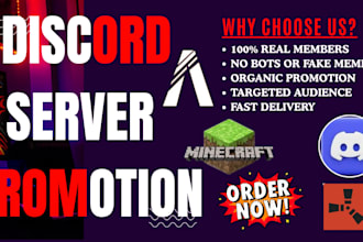 promote your gaming server promotion, minecraft server, fivem, rust discord ads
