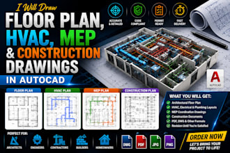 draw a floor plan hvac, mep and construction drawing in autocad