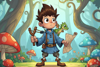 create cartoon illustrations, 2d cartoon character designs