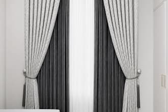 design realistic 3d curtains for rooms, textile fabrics, and seamless patterns