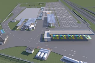 render cgi ev charging station, proposed site plan,car parking lot layout visual