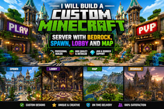 build minecraft server, java, bedrock, spawn, lobby, and minecraft map
