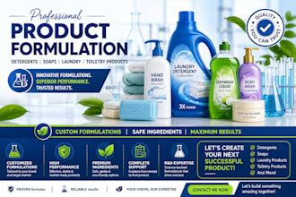 develop product formulations of detergents, soaps, laundry and toiletry product