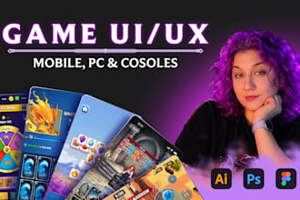 design game UI, UX, hud, and icons for mobile, PC, and console