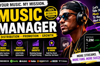 be your music manager for music distribution and spotify promotion