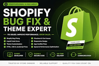 fix shopify bugs, liquid errors, theme and checkout issues