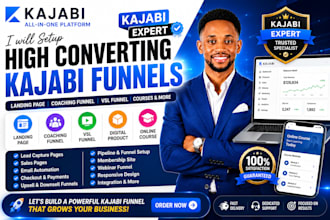 setup kajabi landing page, coaching funnel, vsl, digital product, online course