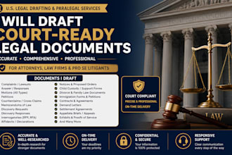 draft lawsuits, motions, petitions, counterclaims and appeals