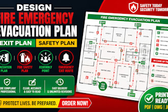 design fire emergency evacuation plan, exit plan, safety plan