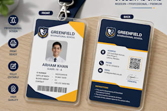 design professional student id card, school id card id card