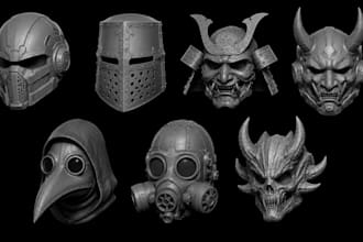sculpt custom 3d mask, 3d helmet, wearable cosplay armor stl for 3d printing