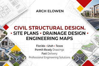 civil structural design and site plan and map drainage design florida utah texas