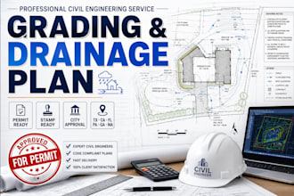 design site grading, drainage plan, stormwater plans stamped for city permit