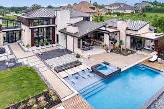 create modern landscape planning for garden, backyard, front yard, and pool
