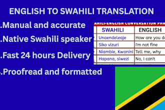 be professionally translate english to swahili and swahili to english