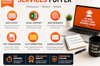 be your ai virtual assistant for admin, excel and web research