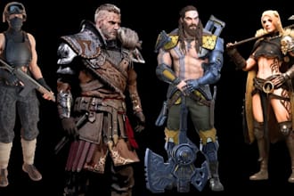 3d realistic game ready character metahuman character for unreal engine, unity