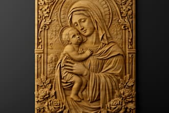 create a custom religious cnc stl for wood carving