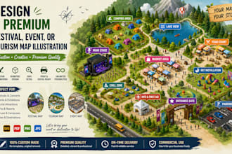 design a premium festival, event, or tourism map illustration