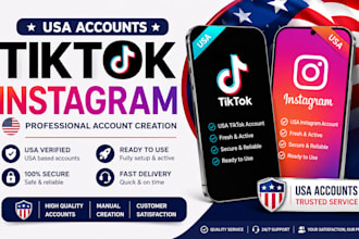 create USA tiktok account, USA instagram account, tiktok USA instagram account